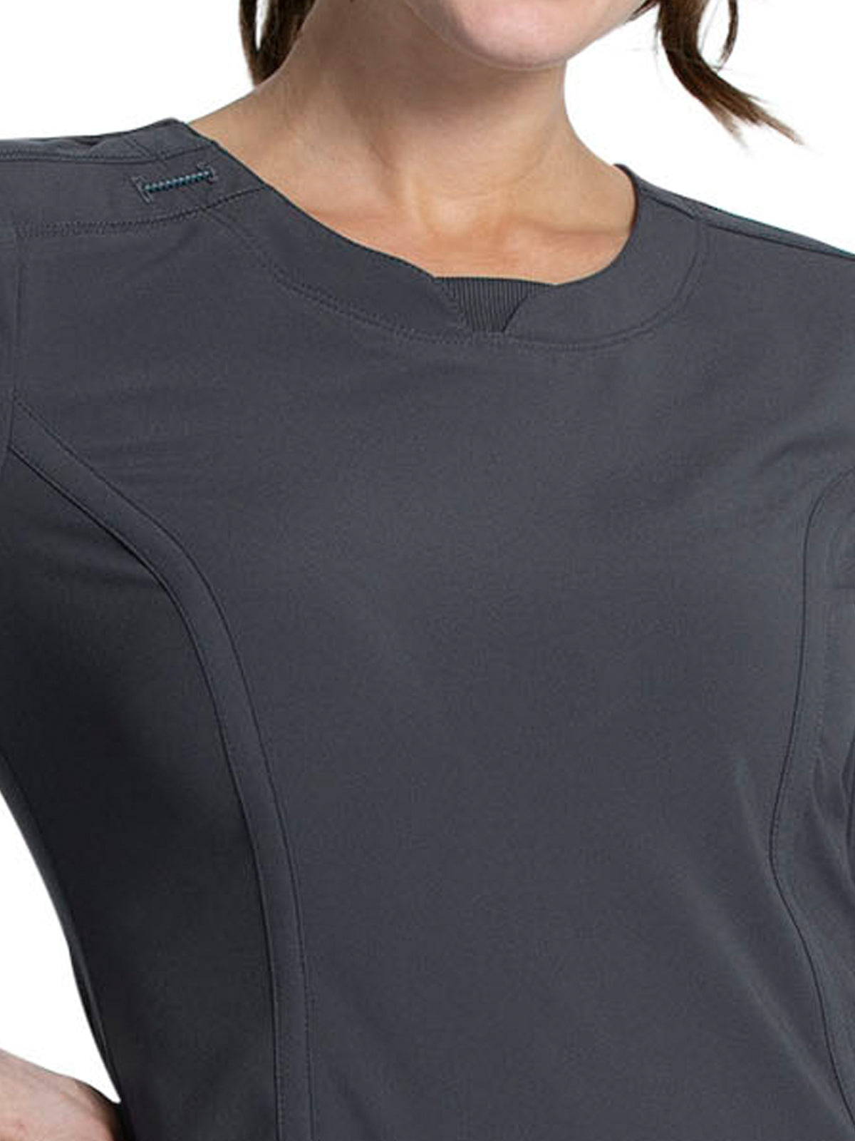 Women's 3 Pocket Long Sleeve V-Neck Top - CK781A - Pewter