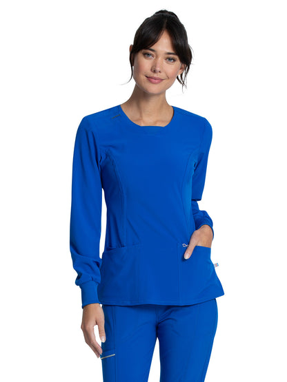 Women's 3 Pocket Long Sleeve V-Neck Top - CK781A - Royal