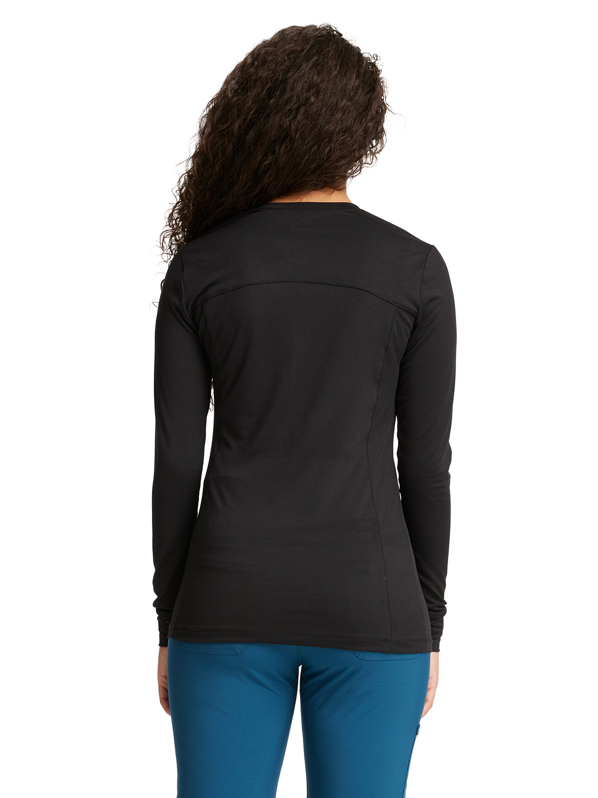 Women's Long Sleeve Underscrub Knit Tee - CK782 - Black