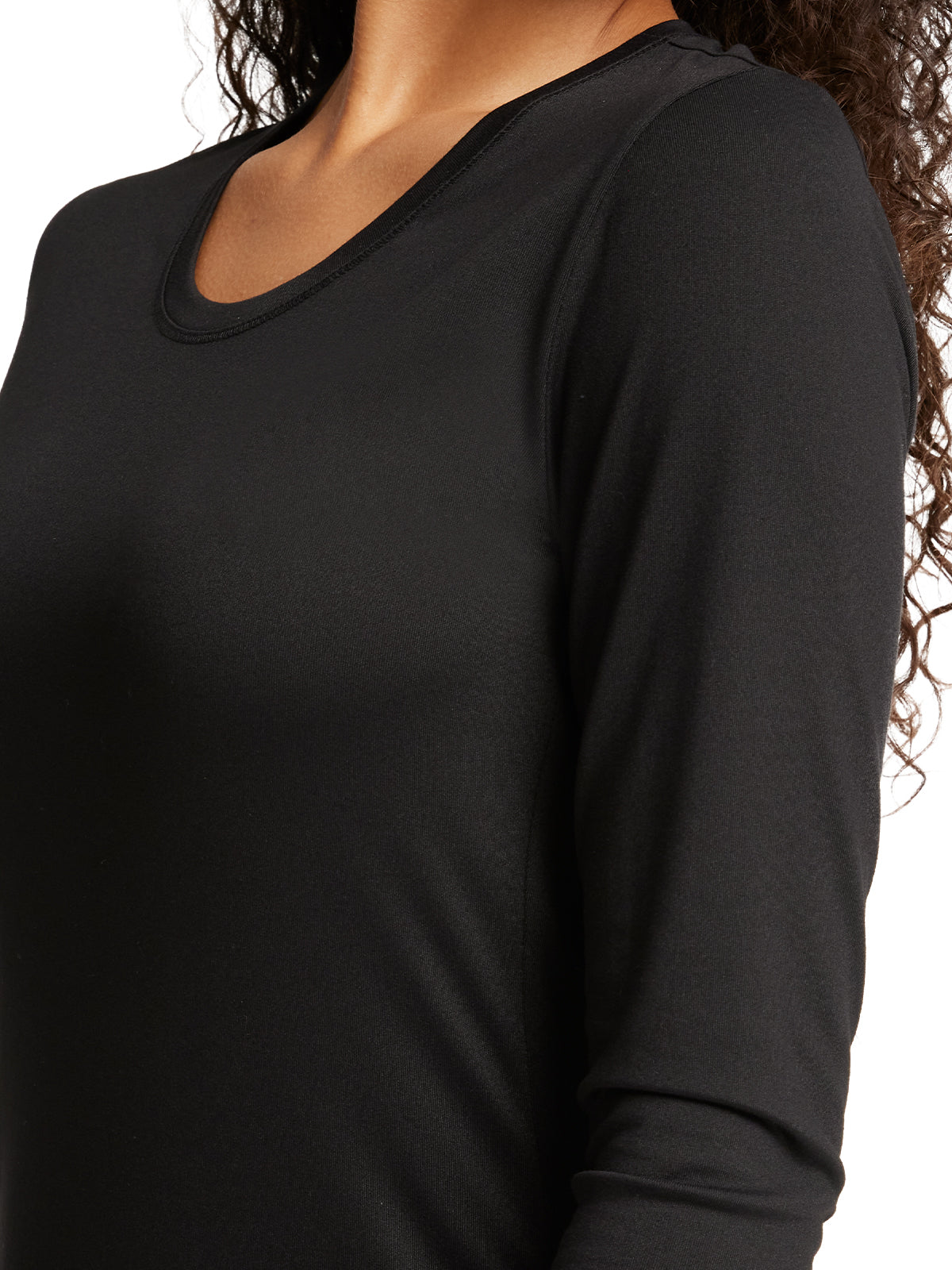 Women's Long Sleeve Underscrub Knit Tee - CK782 - Black