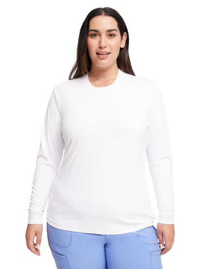 Women's Long Sleeve Underscrub Knit Tee - CK782 - White