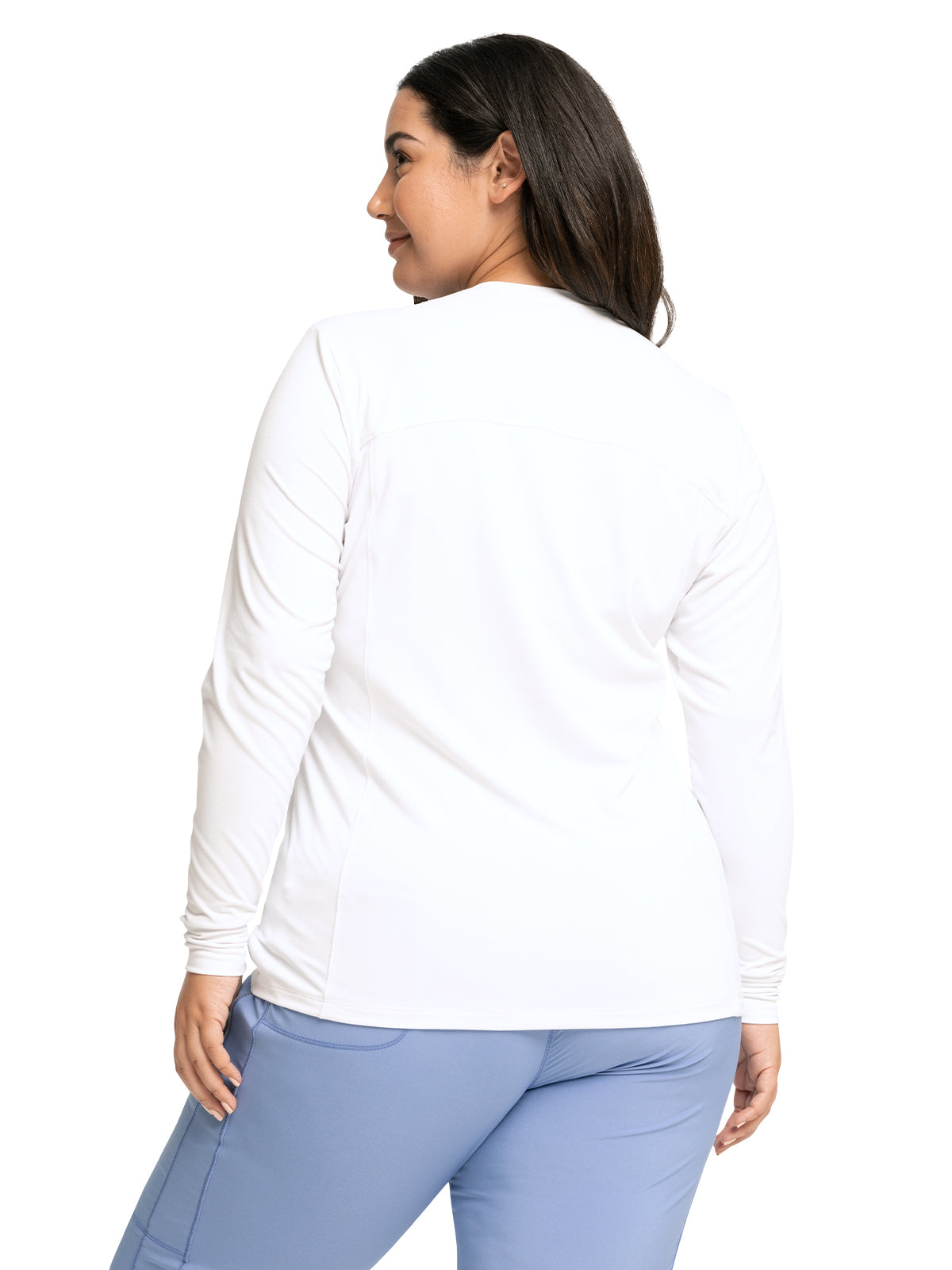 Women's Long Sleeve Underscrub Knit Tee - CK782 - White