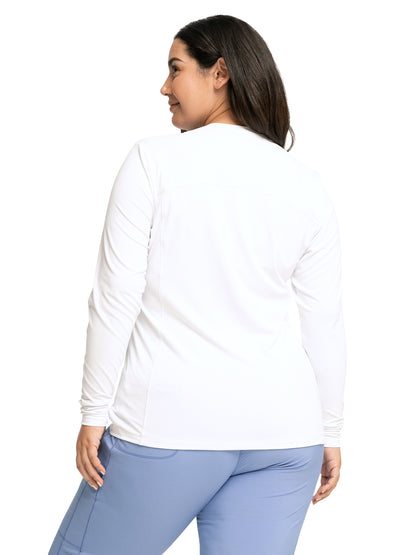 Women's Long Sleeve Underscrub Knit Tee - CK782 - White