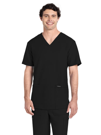 Men's 2-Pocket V-Neck Top - CK784A - Black