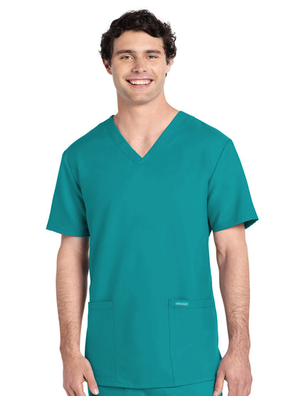 Men's 2-Pocket V-Neck Top - CK784A - Teal Blue