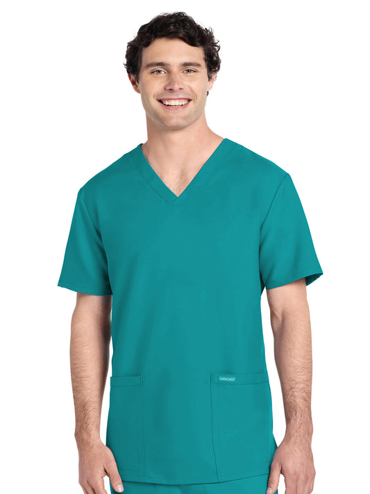 Men's 2-Pocket V-Neck Top - CK784A - Teal Blue