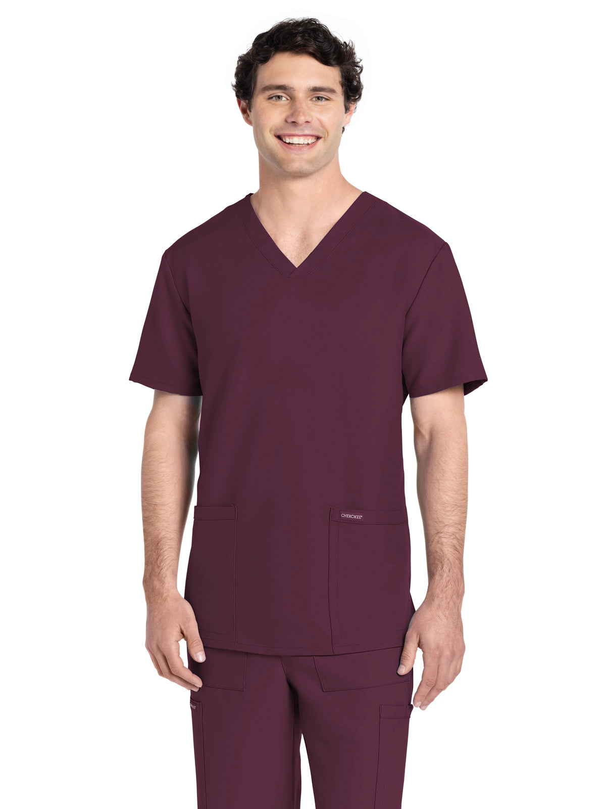 Men's 2-Pocket V-Neck Top - CK784A - Wine