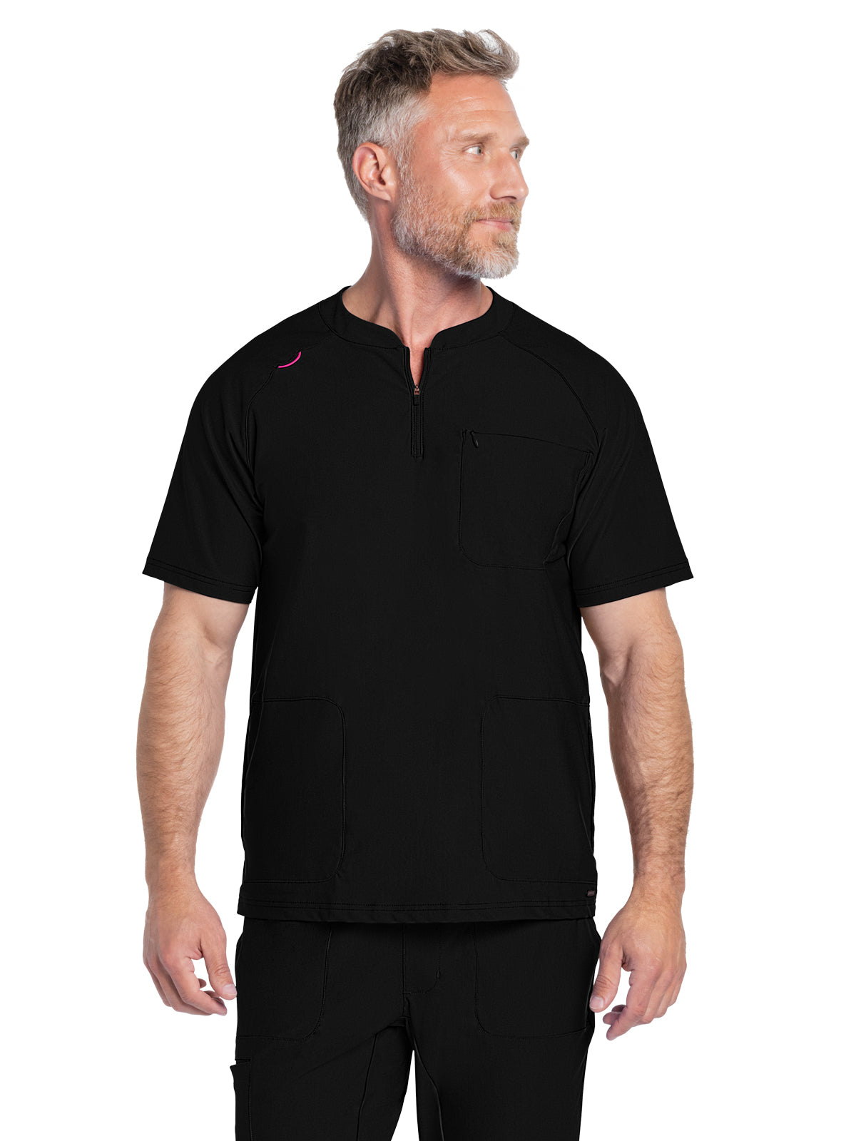 Men's 3-Pocket Henley Top - CK812 - Black