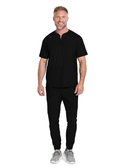 Men's 3-Pocket Henley Top - CK812 - Black