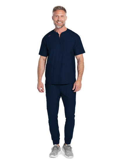 Men's 3-Pocket Henley Top - CK812 - Navy