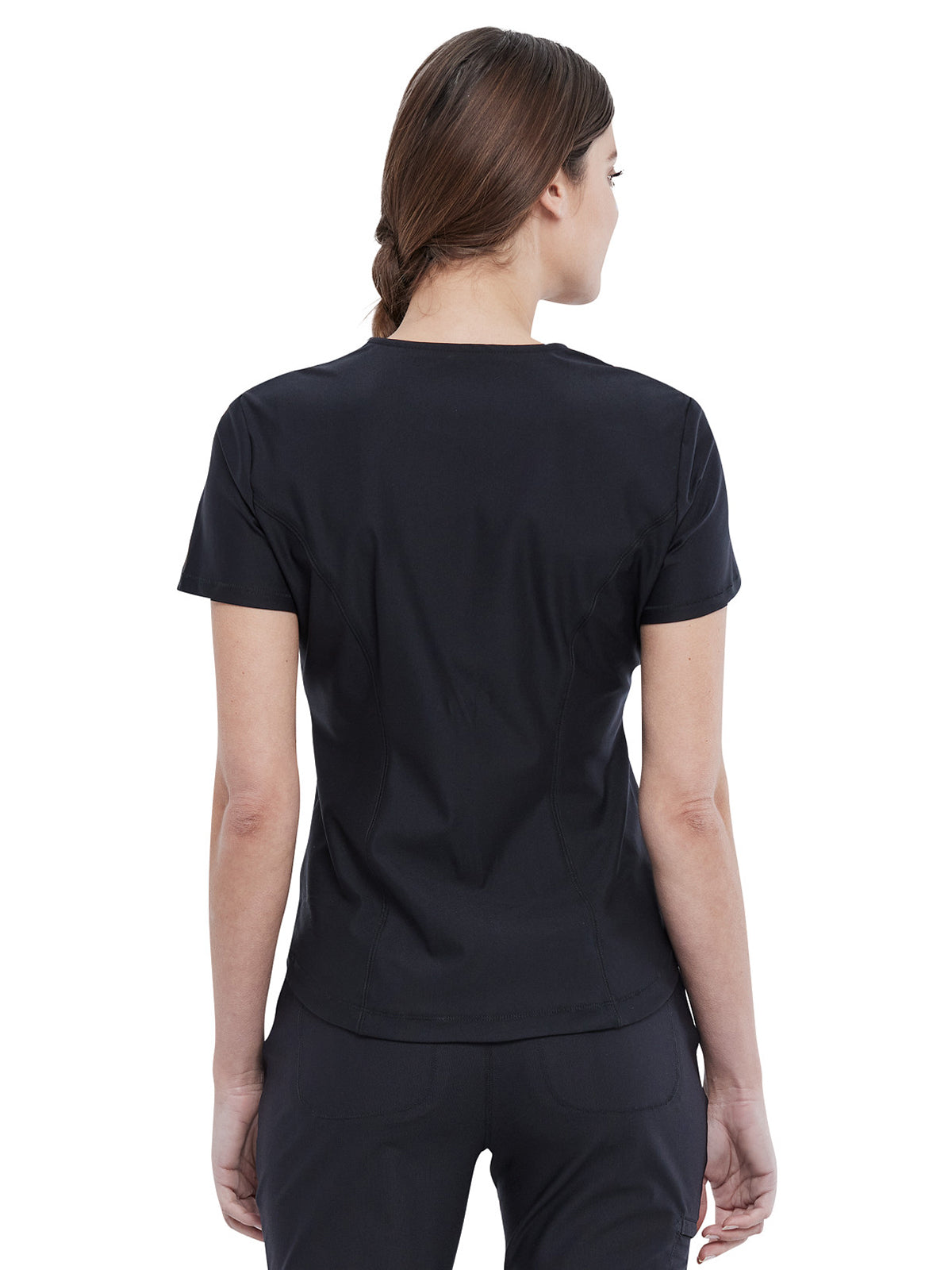 Women's 1-Pocket Tuckable V-Neck Scrub Top - CK819 - Black