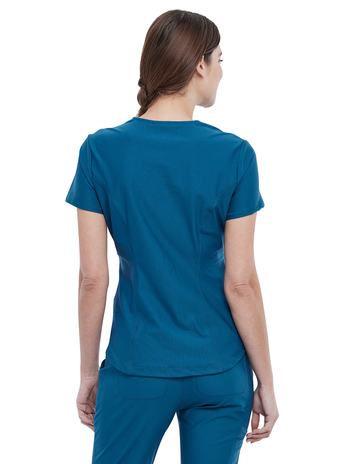 Women's 1-Pocket Tuckable V-Neck Scrub Top - CK819 - Caribbean Blue