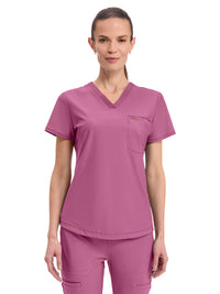 Women's 1-Pocket Tuckable V-Neck Top - CK819 - Dusty Mauve