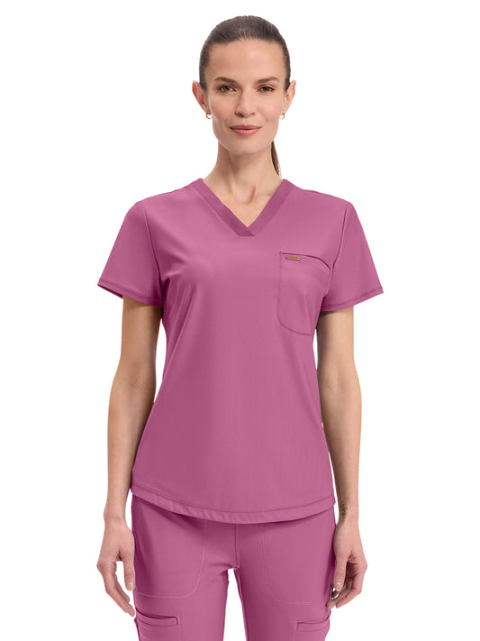 Women's 1-Pocket Tuckable V-Neck Top - CK819 - Dusty Mauve