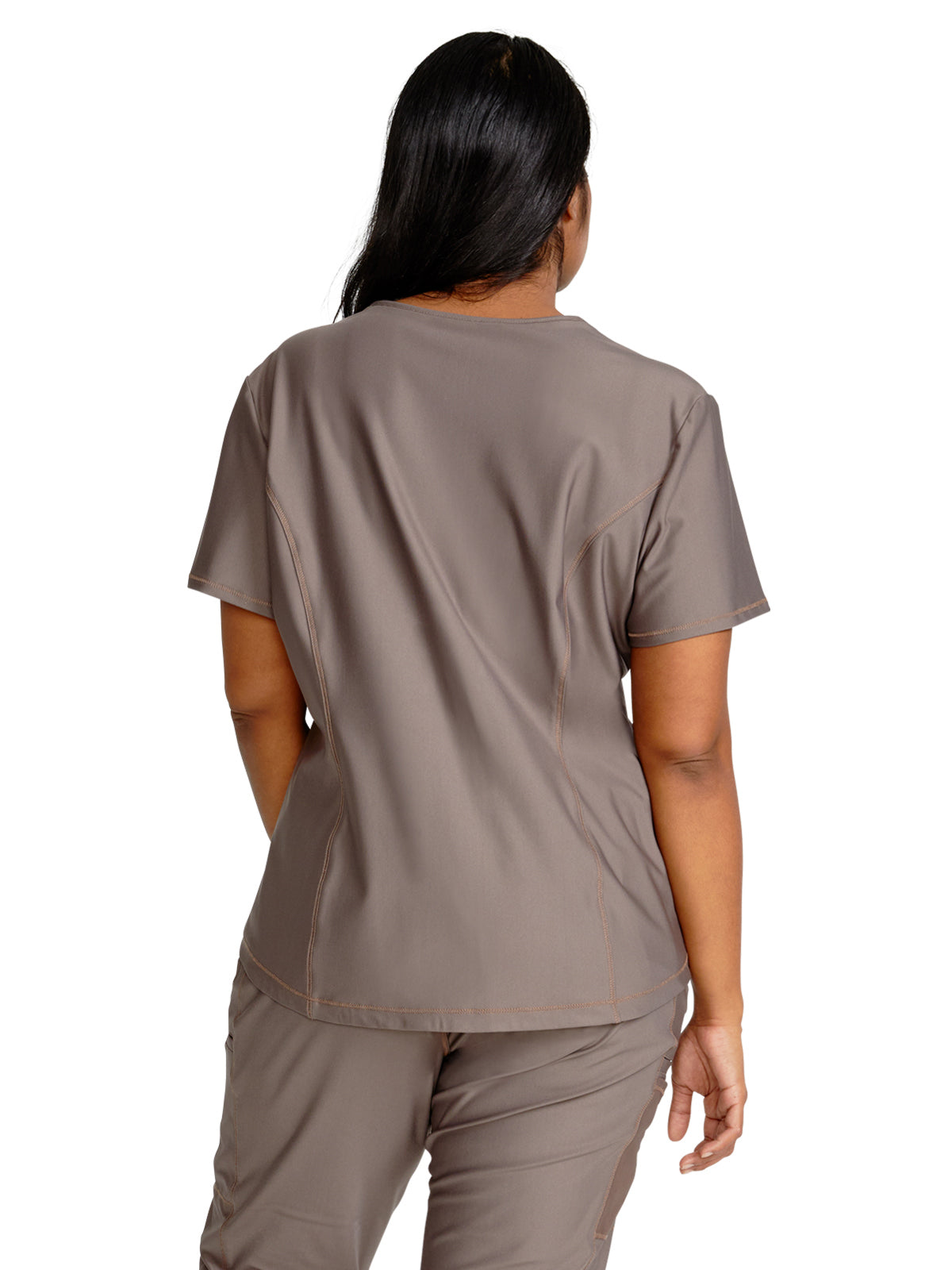 Women's 1-Pocket Tuckable V-Neck Scrub Top - CK819 - Iron