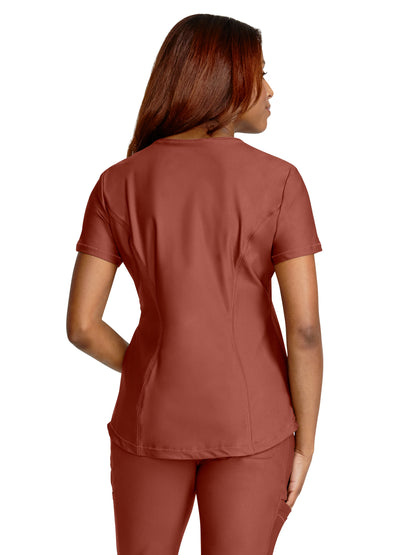 Women's 1-Pocket Tuckable V-Neck Scrub Top - CK819 - Masala