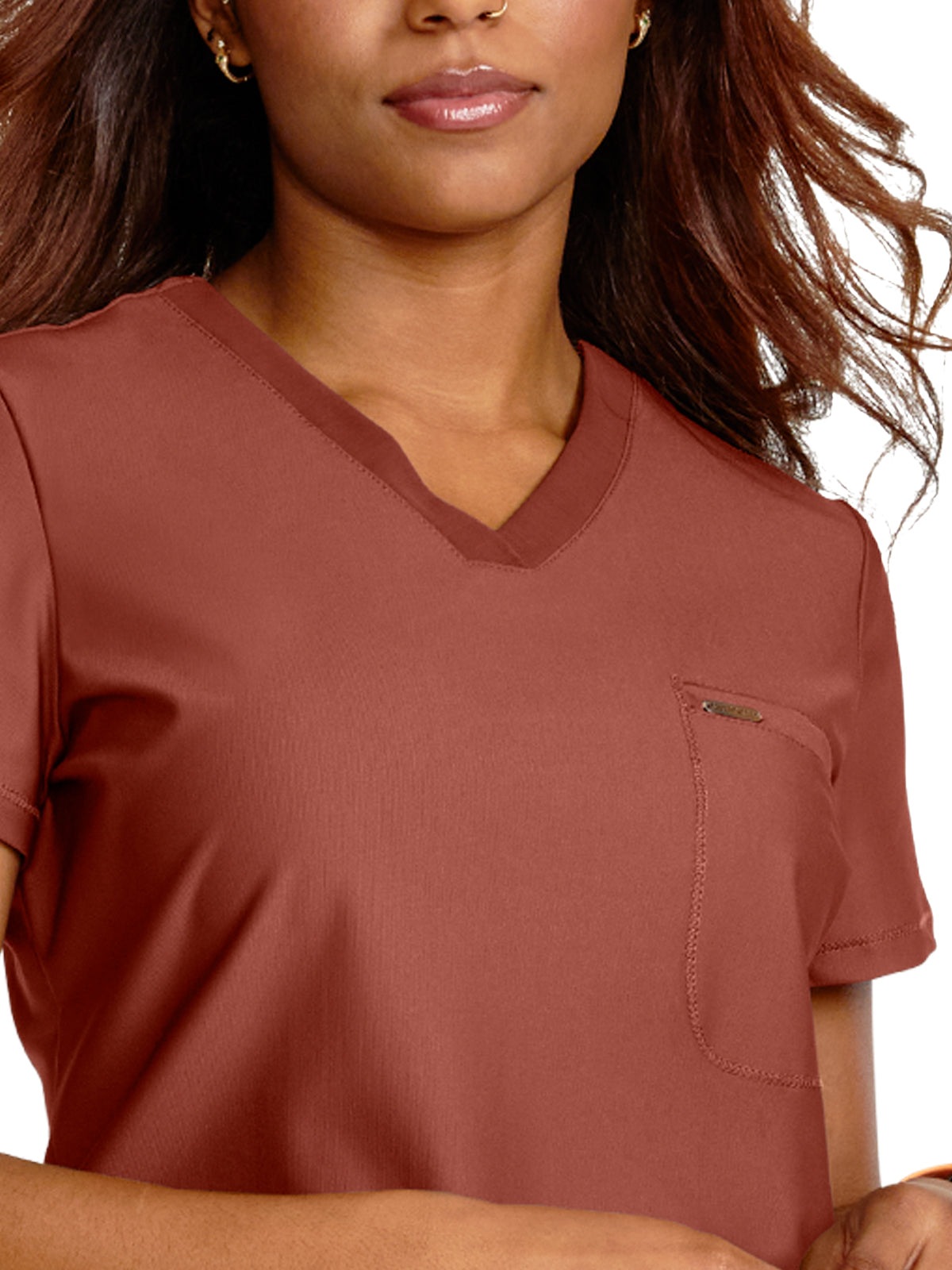 Women's 1-Pocket Tuckable V-Neck Scrub Top - CK819 - Masala