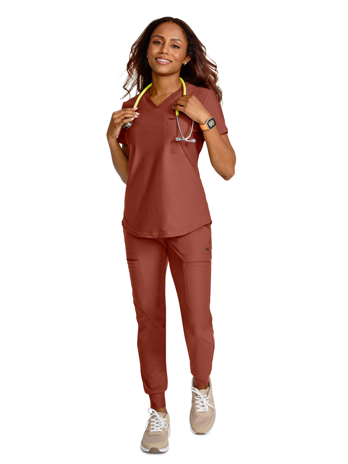 Women's 1-Pocket Tuckable V-Neck Scrub Top - CK819 - Masala