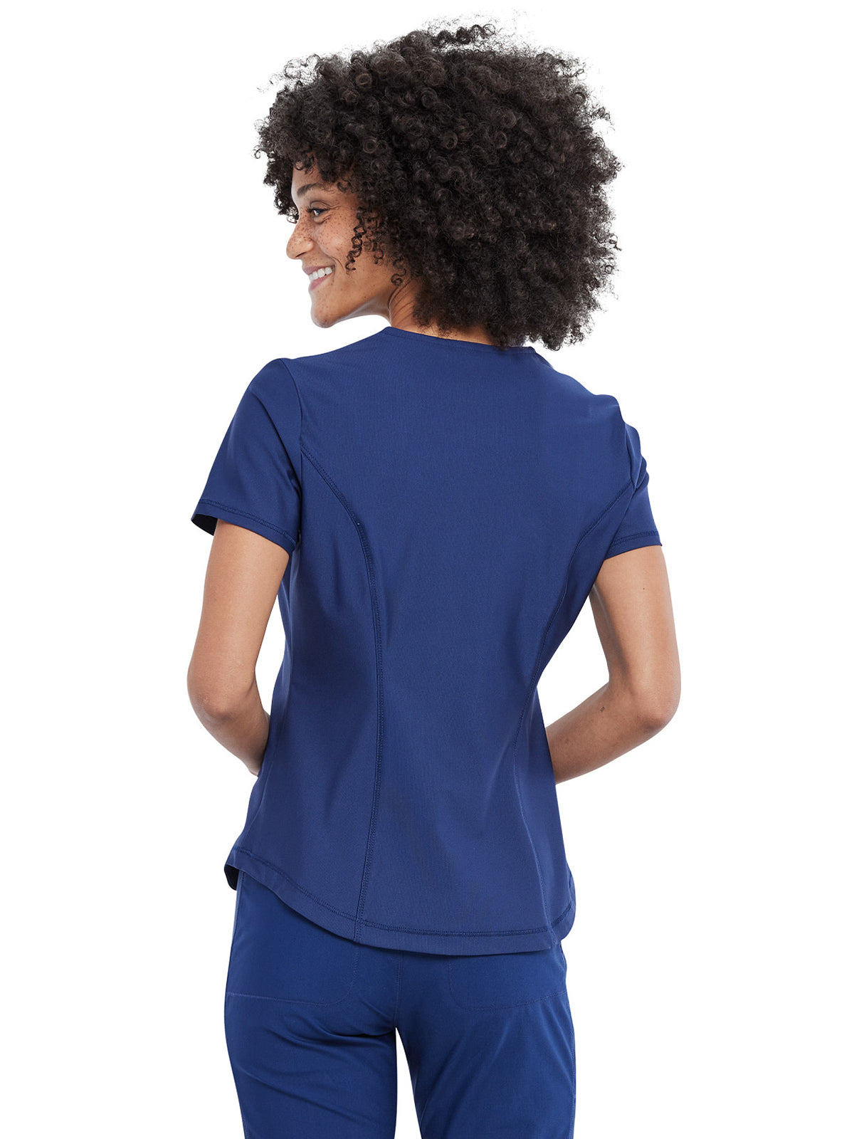 Women's 1-Pocket Tuckable V-Neck Scrub Top - CK819 - Navy