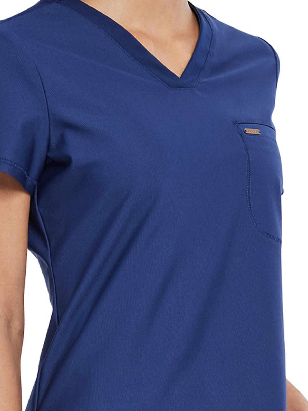 Women's 1-Pocket Tuckable V-Neck Scrub Top - CK819 - Navy