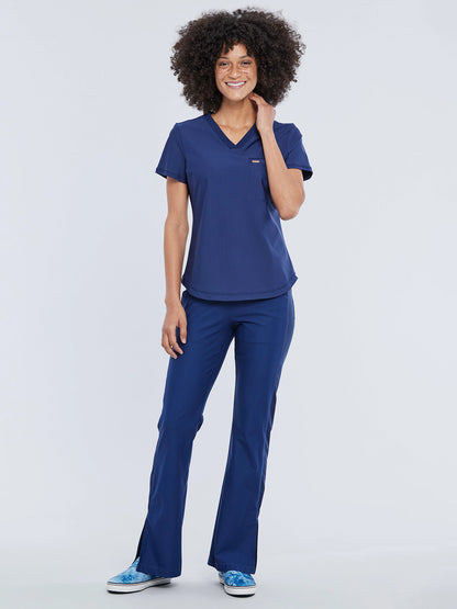 Women's 1-Pocket Tuckable V-Neck Scrub Top - CK819 - Navy