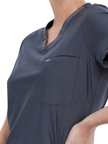 Women's 1-Pocket Tuckable V-Neck Scrub Top - CK819 - Pewter