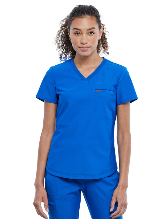 Women's 1-Pocket Tuckable V-Neck Top - CK819 - Royal