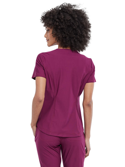 Women's 1-Pocket Tuckable V-Neck Scrub Top - CK819 - Wine