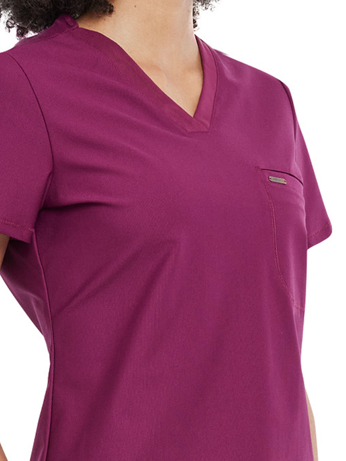 Women's 1-Pocket Tuckable V-Neck Scrub Top - CK819 - Wine