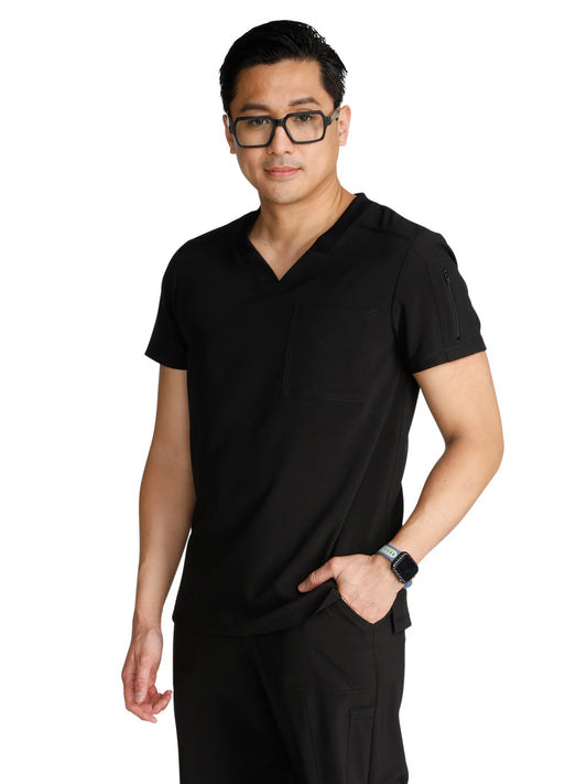 Men's V-Neck Top - CK824A - Black