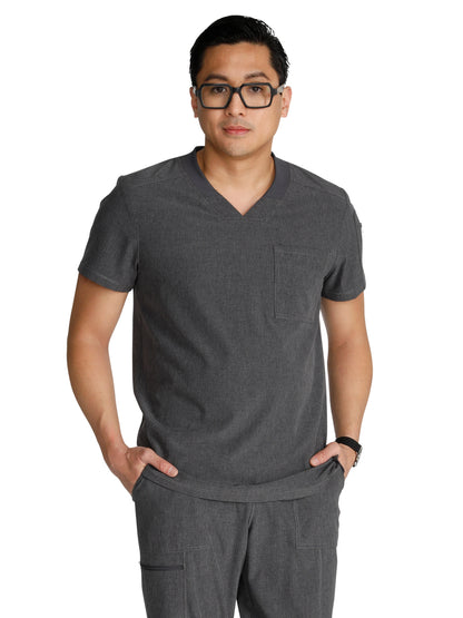 Men's V-Neck Top - CK824A - Heather Pewter