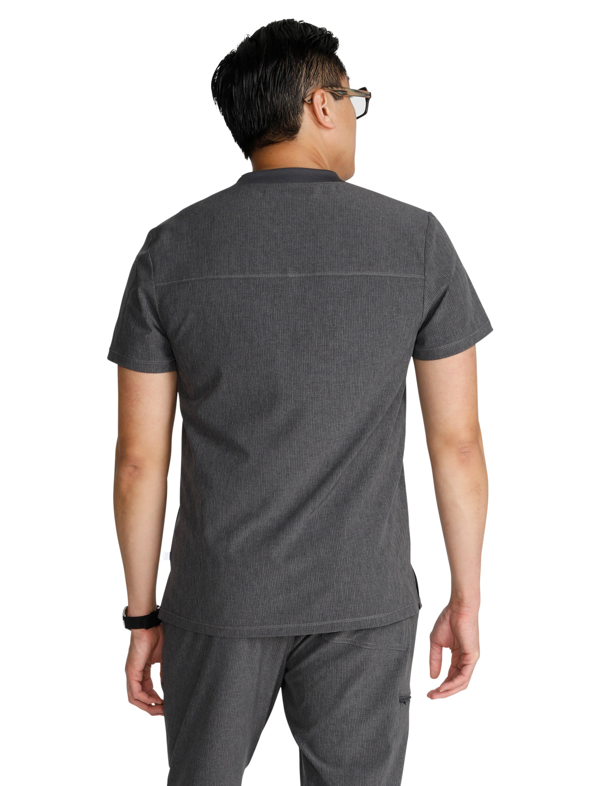 Men's V-Neck Top - CK824A - Heather Pewter