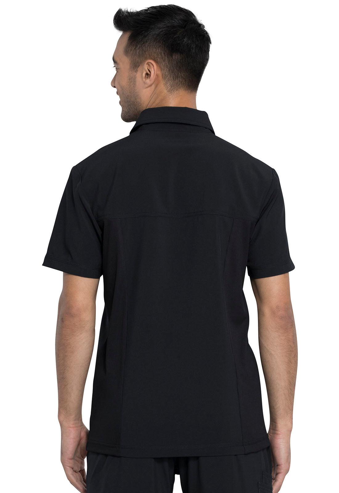 Men's 1-Pocket Tuckable Zipper Polo Top - CK825A - Black