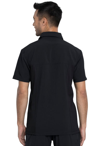 Men's 1-Pocket Tuckable Zipper Polo Top - CK825A - Black