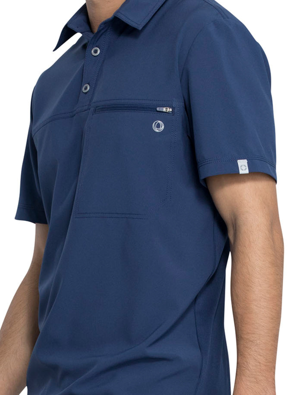 Men's 1-Pocket Tuckable Zipper Polo Top - CK825A - Navy