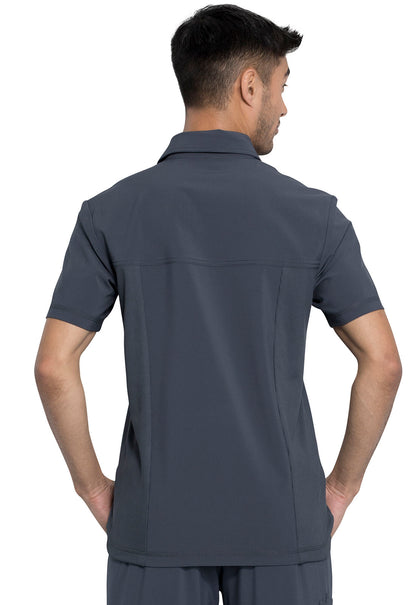 Men's 1-Pocket Tuckable Zipper Polo Top - CK825A - Pewter