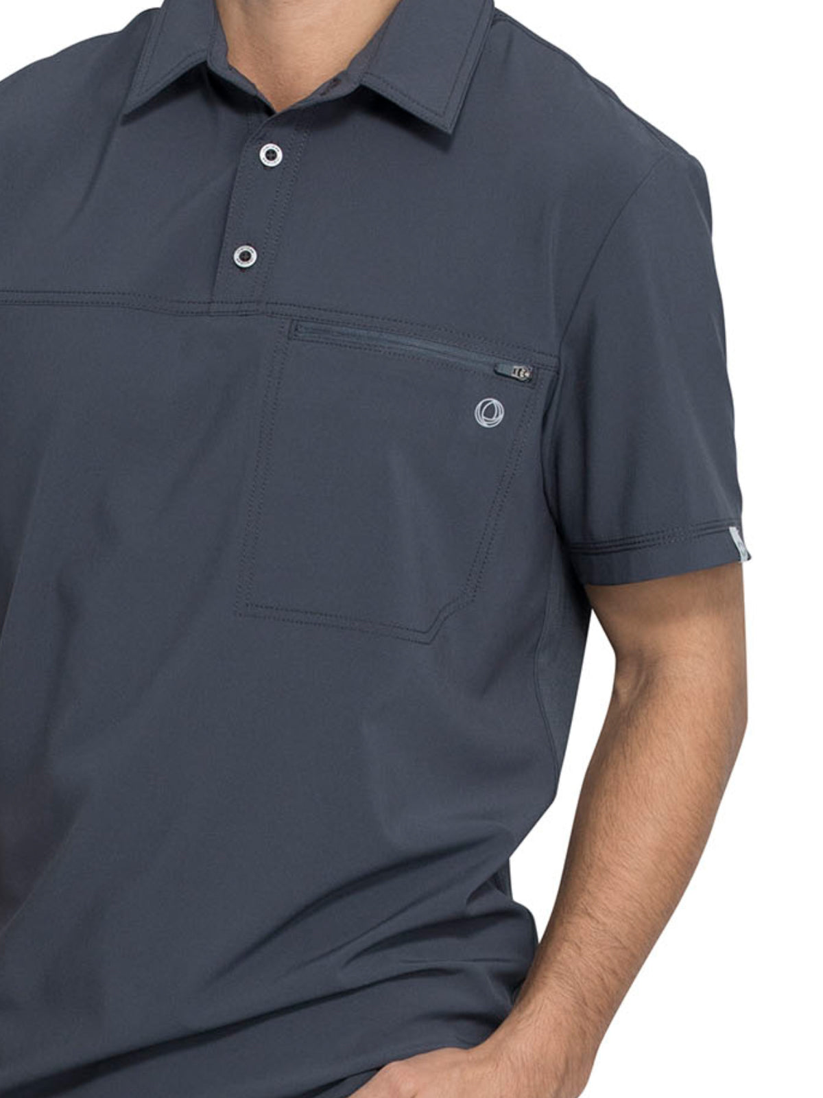 Men's 1-Pocket Tuckable Zipper Polo Top - CK825A - Pewter