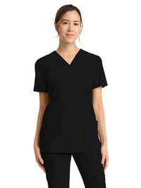 Women's 2-Pocket V-Neck Top - CK832 - Black