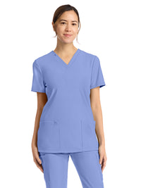 Women's 2-Pocket V-Neck Top - CK832 - Ciel