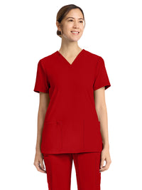 Women's 2-Pocket V-Neck Top - CK832 - Red