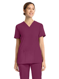 Women's 2-Pocket V-Neck Top - CK832 - Wine