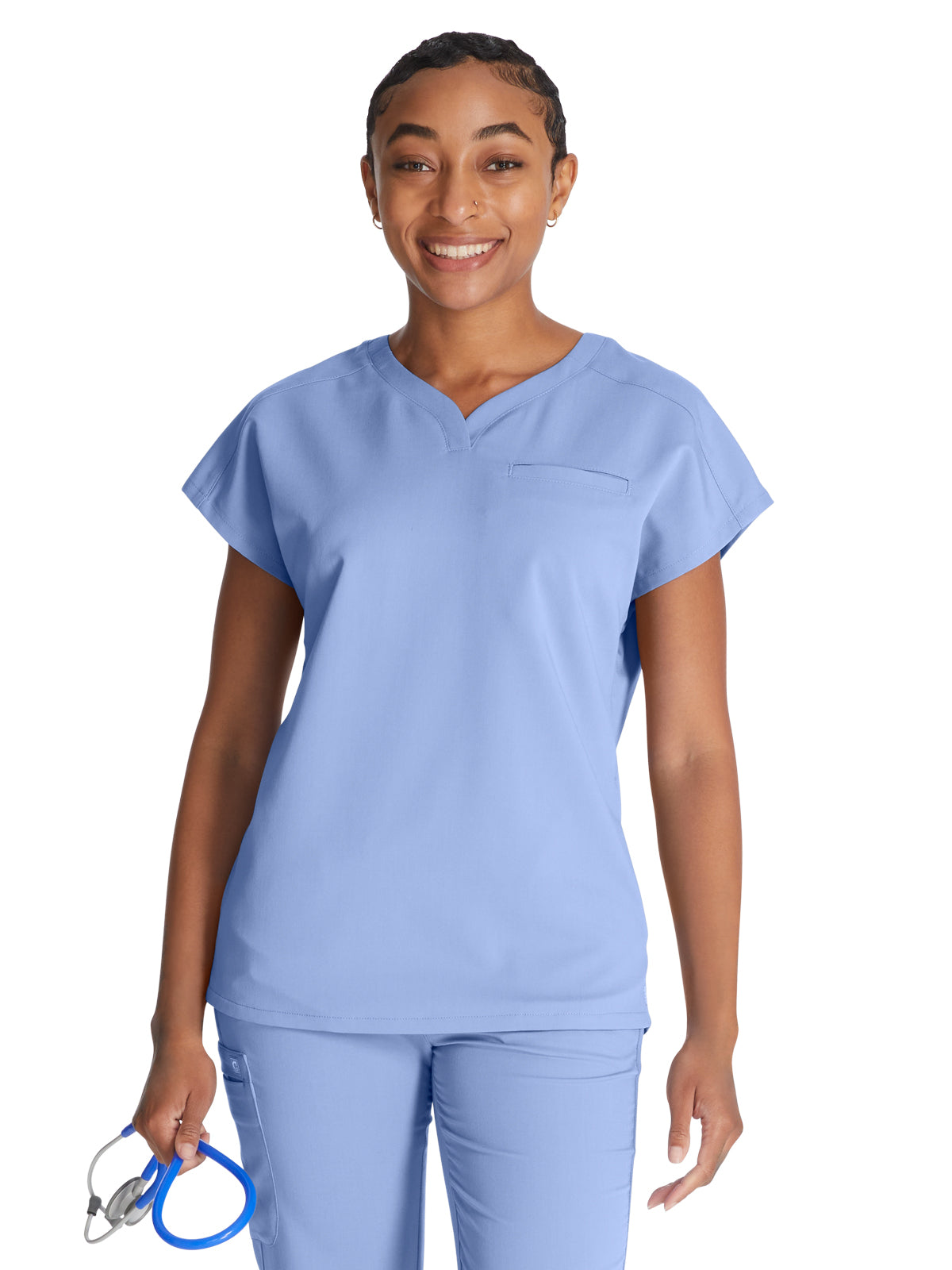 Women's V-Neck Scrub Top - CK836A - Blissful Sky