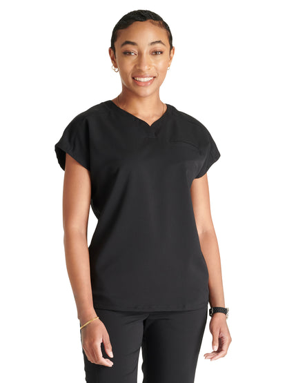 Women's V-Neck Scrub Top - CK836A - Black