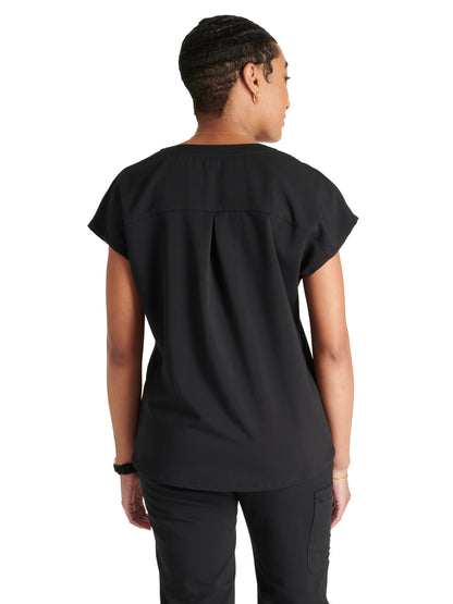 Women's V-Neck Scrub Top - CK836A - Black