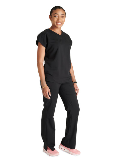 Women's V-Neck Scrub Top - CK836A - Black