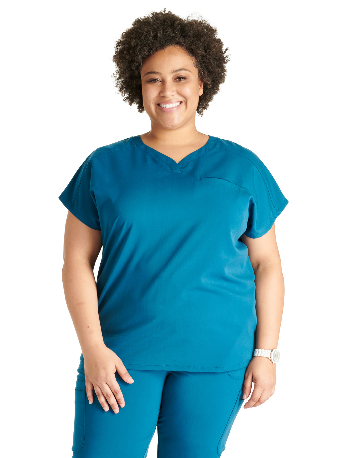 Women's V-Neck Scrub Top - CK836A - Caribbean Blue