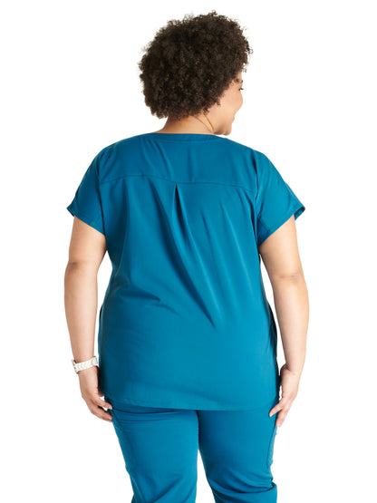 Women's V-Neck Scrub Top - CK836A - Caribbean Blue