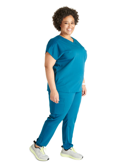 Women's V-Neck Scrub Top - CK836A - Caribbean Blue