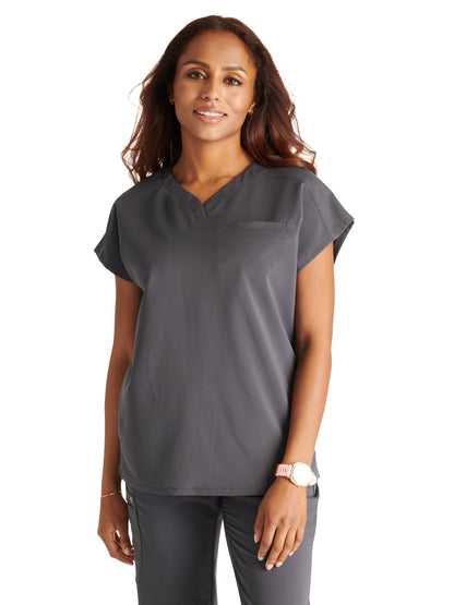 Women's V-Neck Scrub Top - CK836A - Pewter