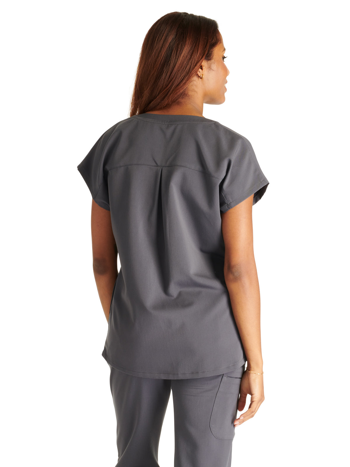 Women's V-Neck Scrub Top - CK836A - Pewter